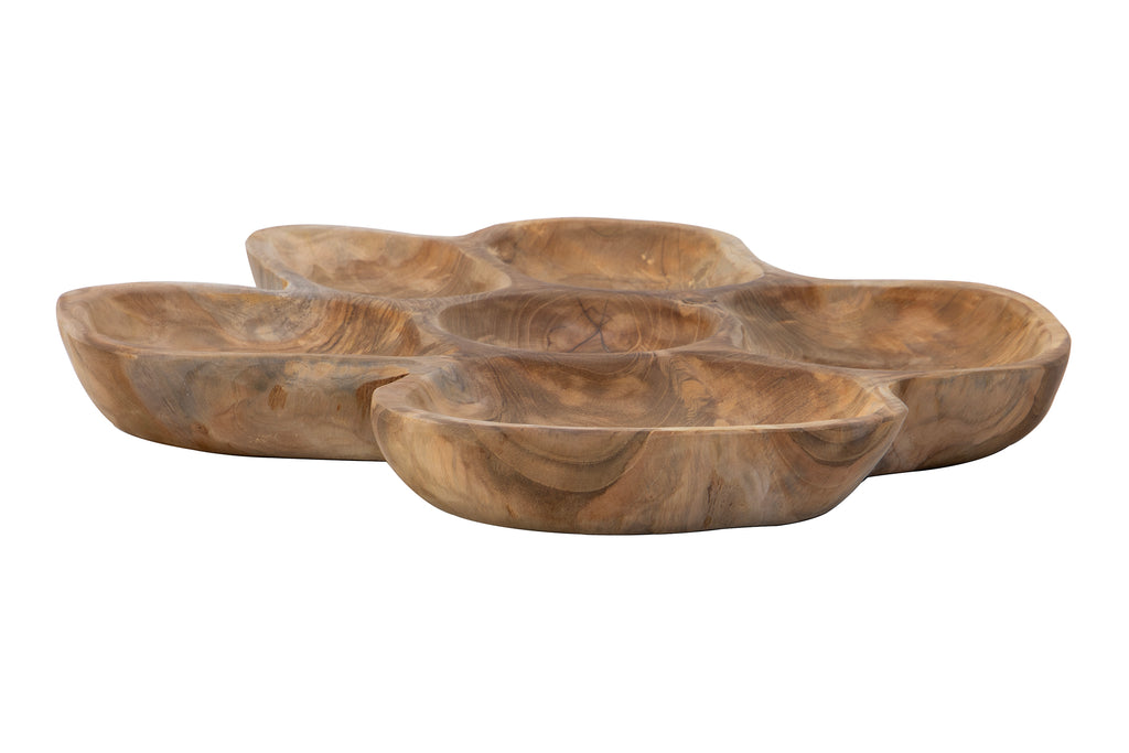 Teak Organic Shaped Sectional Serving Bowl (R) Willow Creek Designs