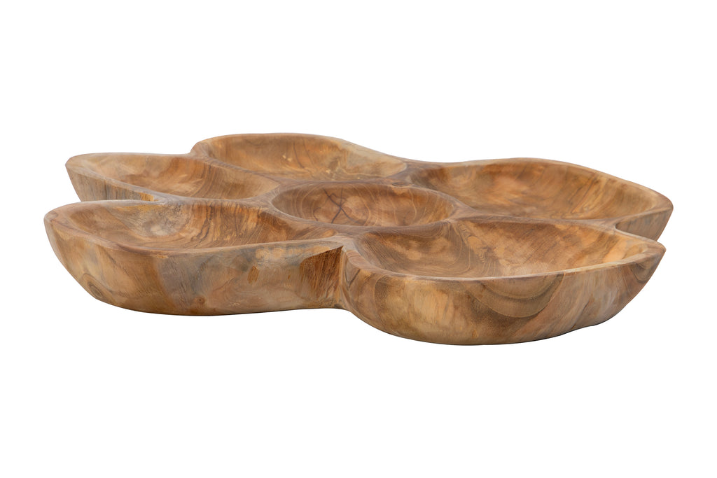 Teak Organic Shaped Sectional Serving Bowl (R) Willow Creek Designs