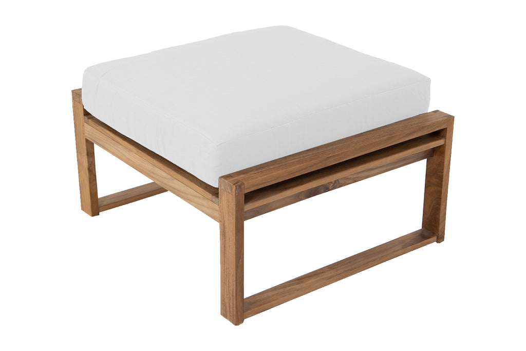 Newport Outdoor Teak Ottoman. Sunbrella Cushion. – Willow Creek Designs