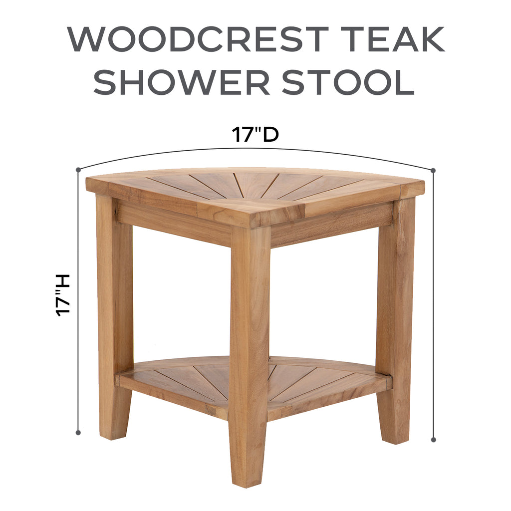Woodcrest Teak Corner Shower Footrest Stool Willow Creek Designs