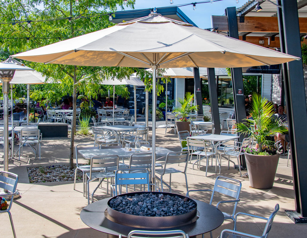 Frankford 864CAM 11' Greenwich Pulley Lift Aluminum Market Umbrella