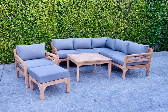 9 pc Monterey Teak Sectional Seating Group with 36
