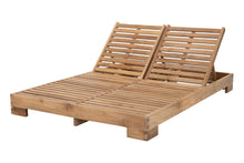 Pacific Teak Outdoor Double Chaise Lounger. Sunbrella Cushion.