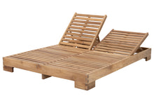 Pacific Teak Outdoor Double Chaise Lounger. Sunbrella Cushion.