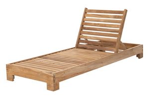 Set of 2 Pacific Teak Outdoor Chaise Lounger. Sunbrella Cushion.