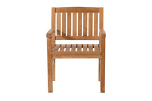 Set of 2 Huntington Teak Outdoor Dining Arm Chair. Sunbrella Cushion.