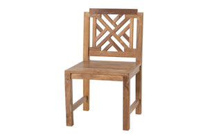 Set of 2 Monterey Teak Outdoor Dining Armless Chair. Sunbrella Cushion.