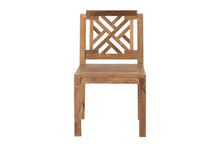 Set of 2 Monterey Teak Outdoor Dining Armless Chair. Sunbrella Cushion.