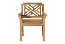 Set of 2 Monterey Teak Outdoor Dining Arm Chair. Sunbrella Cushion.