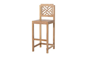 7 pc Monterey Teak Barstool with Rectangular Bar Table. Sunbrella Cushion.