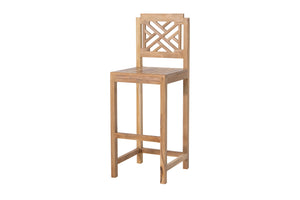 Set of 2 Monterey Outdoor Teak Armless Barstool. Sunbrella Cushion.