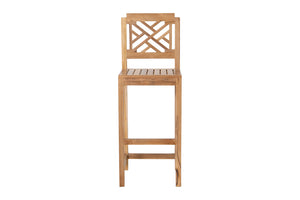 Set of 2 Monterey Outdoor Teak Armless Barstool. Sunbrella Cushion.