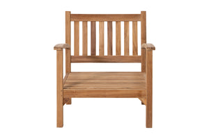6 pc Huntington Teak Outdoor Deep Seating Group with 36" Chat Table. Sunbrella Cushion