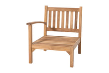 Huntington Teak Outdoor Left Arm Chair. Sunbrella Cushion