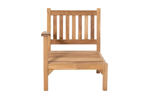 Huntington Teak Outdoor Left Arm Chair. Sunbrella Cushion