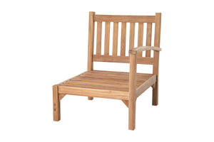 Huntington Teak Outdoor Right Arm Chair. Sunbrella Cushion