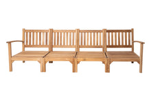 6 pc Huntington Teak Outdoor Deluxe Sofa Deep Seating Group with 36" Chat Table. Sunbrella Cushion