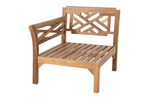 Monterey Teak Outdoor Left Arm Chair. Sunbrella Cushion