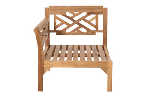 Monterey Teak Outdoor Left Arm Chair. Sunbrella Cushion