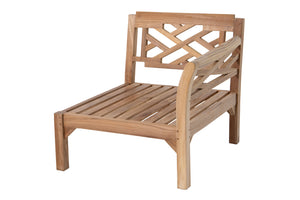 Monterey Teak Outdoor Right Arm Chair. Sunbrella Cushion