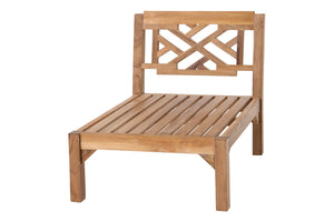 Monterey Teak Outdoor Armless Chair. Sunbrella Cushion