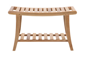 Azusa 13.75"x30" Teak Large Curved Shower Stool