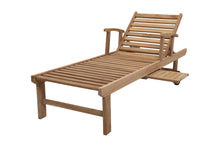 Set of 2 Huntington Teak Outdoor Chaise Lounger with Wheels Sunbrella Cushion.