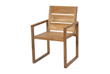 Set of 2 Venice Teak Outdoor Dining Arm Chair. Sunbrella Cushion.