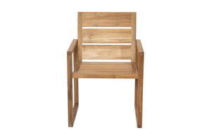 Set of 2 Venice Teak Outdoor Dining Arm Chair. Sunbrella Cushion.