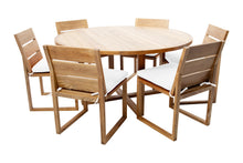 7 pc Venice Teak Armless Dining Set with 60" Round Dining Table