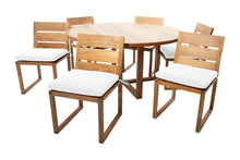 7 pc Venice Teak Armless Dining Set with 60" Round Dining Table