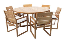 7 pc Venice Teak Arm Dining Set with 60" Round Dining Table