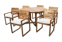 7 pc Venice Teak Arm Dining Set with 60" Round Dining Table