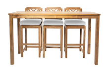 4 pc Monterey Teak Barstool with Rectangular Bar Table. Sunbrella Cushion.