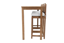 4 pc Monterey Teak Barstool with Rectangular Bar Table. Sunbrella Cushion.