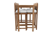 7 pc Monterey Teak Barstool with Rectangular Bar Table. Sunbrella Cushion.