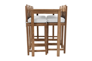 7 pc Monterey Teak Barstool with Rectangular Bar Table. Sunbrella Cushion.