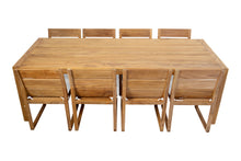 9 pc Venice Teak Armless Dining Set with 95" Rectangular Dining Table