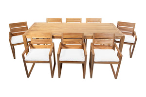 9 pc Venice Teak Dining Set with 95" Rectangular Dining Table