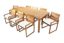 9 pc Venice Teak Arm Dining Set with 95" Rectangular Dining Table