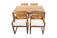 5 pc Venice Teak Arm Dining Set with 59" Rectangular Dining Table