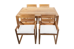 5 pc Venice Teak Arm Dining Set with 59" Rectangular Dining Table