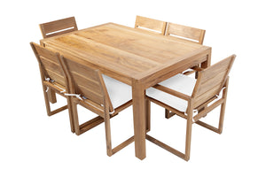 7 pc Venice Teak Dining Set with 59" Rectangular Dining Table