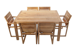 7 pc Venice Teak Dining Set with 59" Rectangular Dining Table