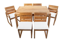 7 pc Venice Teak Dining Set with 59" Rectangular Dining Table