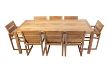 9 pc Venice Teak Dining Set with 84" Rectangular Dining Table - 2x Arm + 6x Armless