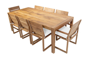 9 pc Venice Teak Dining Set with 84" Rectangular Dining Table