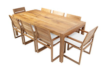 9 pc Venice Teak Arm Dining Set with 84" Rectangular Dining Table