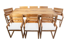 9 pc Venice Teak Arm Dining Set with 84" Rectangular Dining Table