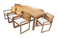 9 pc Venice Teak Arm Dining Set with 84" Rectangular Dining Table